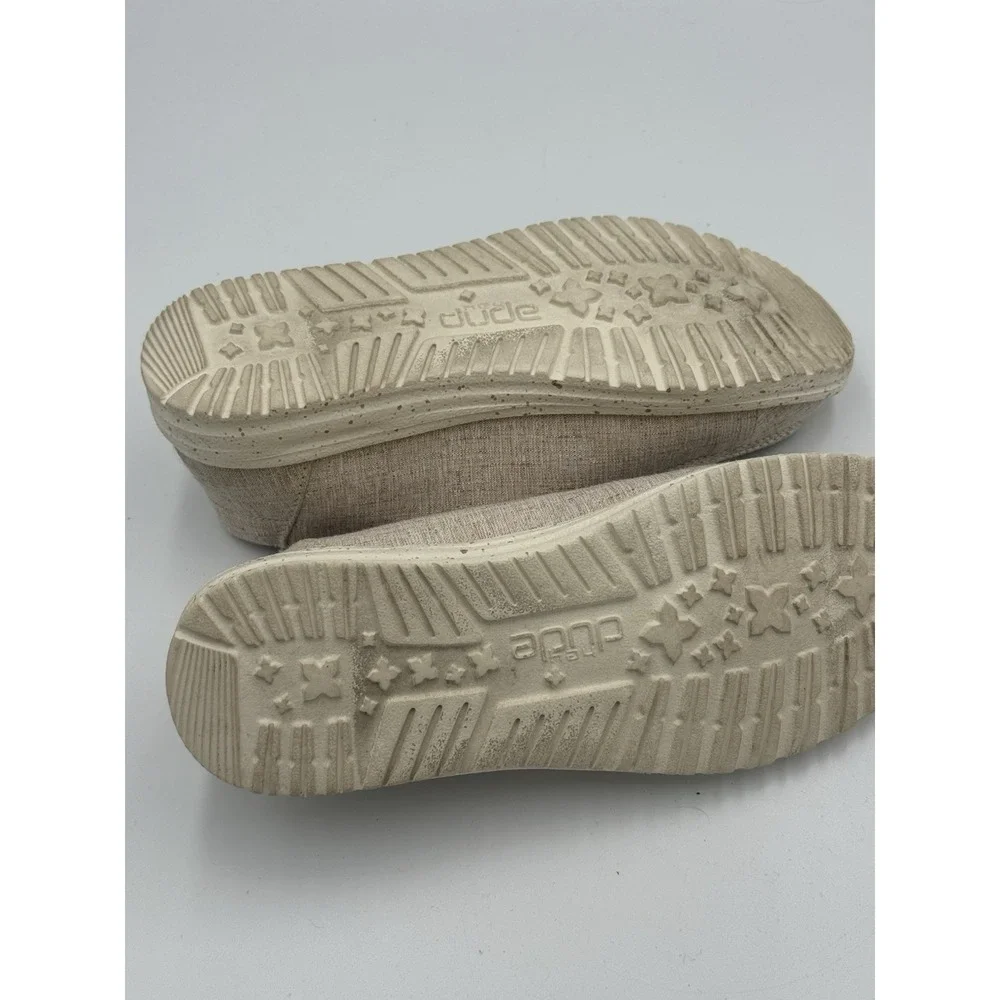 Hey Dude Wendy Women's Sz 6 Chambray White Nut Slip On Comfort Casual Flat Shoes